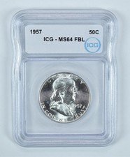 1957 Franklin Half Dollar MS64 FBL ICG picture