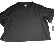 Ava & Viv Womens 4X Black Short Sleeve Ladder Lace Trim Blouse Top NWT picture