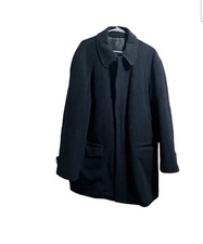 rare vtg brescia  burberrys black coat wool cashmere blend zip buttons men  44r picture