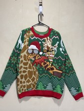 Jolly Sweaters Silly Giraffes Funny Holiday Christmas Sweater Men’s Sz L picture