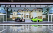 Estate Mansion Motor Court  Garage Theme 1:64 Model Garage Diorama LED Lighting picture