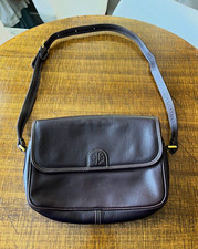 Loewe Authentic Brown Pebbled Shoulder Bag Magnetic Flap Zip Gold Brass Hardware picture