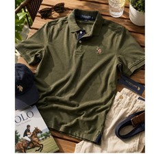 U.S. Polo Assn Olive Green Polo Shirt Men's Medium Luxury Feel NWT picture