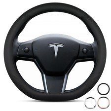OHHMNKK Steering Wheel Cover for Tesla 3 /Y 2017-2026, D-shaped, Black picture