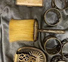 Sterling Silver .925 Repousse Victorian Vanity Brush Grooming Set Post-1940 picture