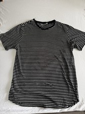 PS/Basics by PacSun Men’s Black White Striped SS Crew Neck T-Shirt Sz XL picture