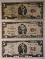 1963 1963-A Series Red Seal Two Dollar Bills Exact Notes Shown picture