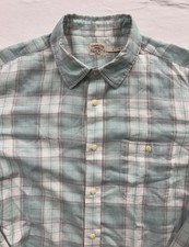 Faherty Brand Mens Blue Gray Plaid Organic Cotton Stretch Flannel Shirt Size L picture