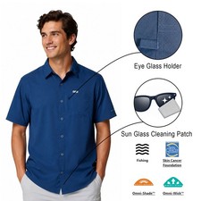 Columbia Men's Carbon Shirt Slack Tide PFG Camp Shirt UPF 50 S/S (469) picture