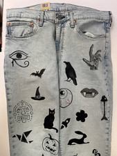 Custom Hand Painted Levi’s 541 Athletic Taper Premium Flex Jeans Art 34 X 34 picture