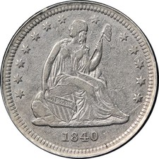 1840-P Seated Liberty Quarter 'Drapery' Choice XF Nice Eye Appeal Nice Strike picture
