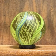 Antique German Handmade Latticinio Marble Tinted Glass 13/16” Mint(-) | 322 picture