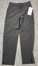 Athleta Brooklyn Womens Ankle Pants 00 Petite Black Elastic Waist Ankle Slit picture