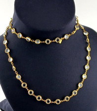 Vintage Signed Swan 1980s Swarovski Bezel-Set Chicklet Sautoir Station Necklace picture
