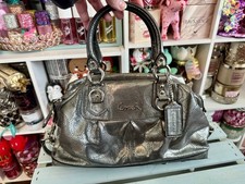 Vintage Coach Ashley Silver Metallic Perforated Leather Satchel style F17130 picture