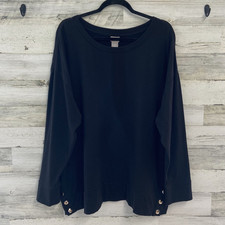 Chicos Zenergy Snap Hem Top Womens Black Cotton Modal Relaxed 4 Sweatshirt 20 22 picture