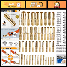 48PCS Brass Hose Barb Splicer Mender Fittings + Pipe Clamps for Garden Hoses picture