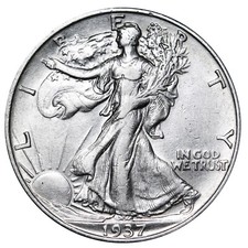 1937-D Walking Liberty Half Dollar In AU Condition picture