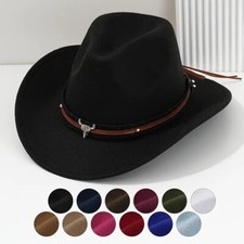 Western Cowboy Hat – Cowboy Cowgirl Rodeo Style with Bull Skull Accent | Unisex picture