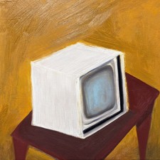 Original oil painting impressionist naïve style “ Retro TV “ with COA picture