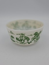 Vtg 1950s Hazel Atlas Milk Glass Cowboy Cereal Bowl Green Platonite Ranger Joe picture