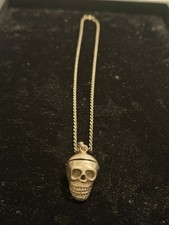 Memento 925 Silver Skull Pendant and Rope Chain 21g picture