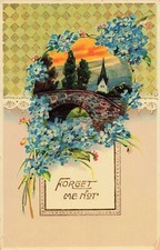 Antique c1910 Postcard Lovers Couple Romance Forget Me Not (36) picture