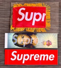 Supreme FW26 Mini Flag Banner & Prayer Card Box Logo Sticker picture