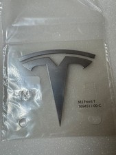 NEW OEM 24-26 Genuine Tesla model 3 Front T-Badge chrome 1694511-00-C picture