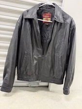 Vintage Reed Leather Sportswear Mens 42 Black Bomber Jacket Zip picture