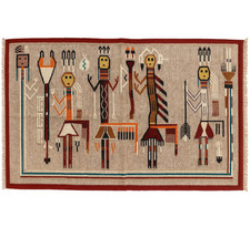 4x6 ft Vintage Yei Bi Chai Pictorial Native American Navajo Handwoven Rug picture