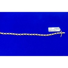 Gorgeous Diamond Pave Gold Plated Sterling Silver Hearts Bracelet 6 1/2