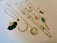 Bohemian Dreamer Retro Silver & Greens Beads Bling Feathers Jewelry N Parts Lot picture