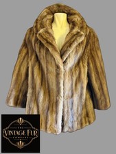 Vintage Real Mink Fur Coat Luxury Brown 1960s 70s Old Hollywood Glamour UK 12 picture