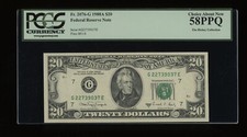 DBR 1988-A $20 FRN Chicago Fr. 2076-G PCGS 58 PPQ Serial G22739037E picture