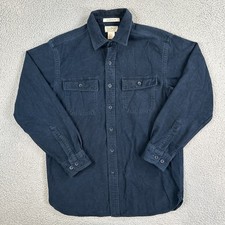 L.L. Bean Chamois Flannel Shirt Men Medium Navy Blue Traditional Fit 187923 picture