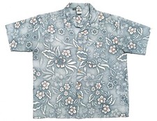 Kennington Hawaiian Shirt Mens Vtg L Short Sleeve Button Up Gray Floral EUC picture