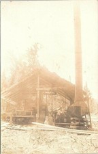 RPPC Hillsboro Bridge NH View of Makeshift Sawmill Logging Scene early 1900s picture