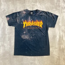 Thrasher Skateboard Magazine T Shirt Men's Medium Black Bleach Distressed Skate picture