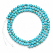 Natural Blue Turquoise Gemstone Beads 4mm Round Polished Strand Genuine Stone picture