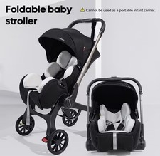 4-in-1 Baby Stroller Reversible Reclining Compact Foldable Pram Newborn-Toddler picture