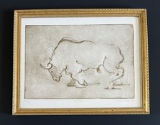 Vintage Sarah Webb Signed 'El Toro' Limited Edition Etching Print 11/100Framed picture