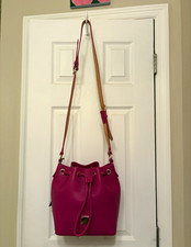 Dooney & Bourke Fuchsia Lucca Pebbled Bucket Drawstring Bag  picture