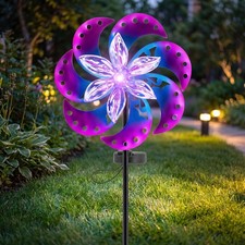 Solar Wind Spinners Outdoor, 42 in Metal Kinetic Garden Spinner, Windmills for Y picture