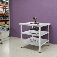 Stainless Steel Work Table,3-Tier Metal Utility Table w/Adjustable Under Shelves picture