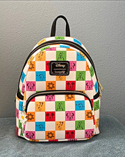 NWT Loungefly Disney Mini Backpack MulticolorChecker Mickey Minnie & Friends picture