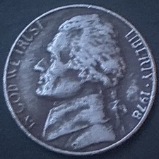 1978 Black Beauty Planchet Anomaly Error #RARE 5 Cent Nickel Jefferson picture