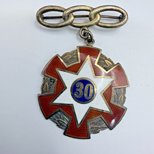 Independent Order of Odd Fellows Gold Plated Sterling Silver Enamel 30 Yr Pin picture