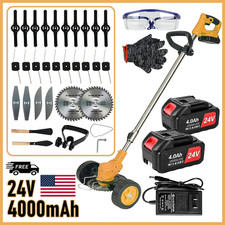 Electric Cordless Grass String Trimmer Lawn Edger Weed Wacker Cutter + 2 Battery picture