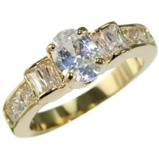 2.20 CTW OVAL BAGUETTES SIMULATED DIAMOND ENGAGEMENT RING size 5,6,9 picture